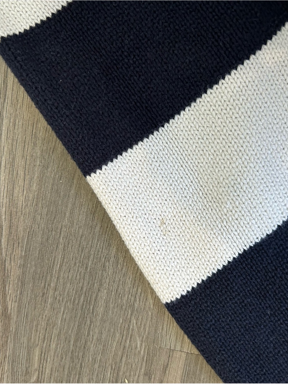 Navy Blue and White Striped Crewneck Knit Sweater 100% Cotton Sweater - Picture 4 of 4